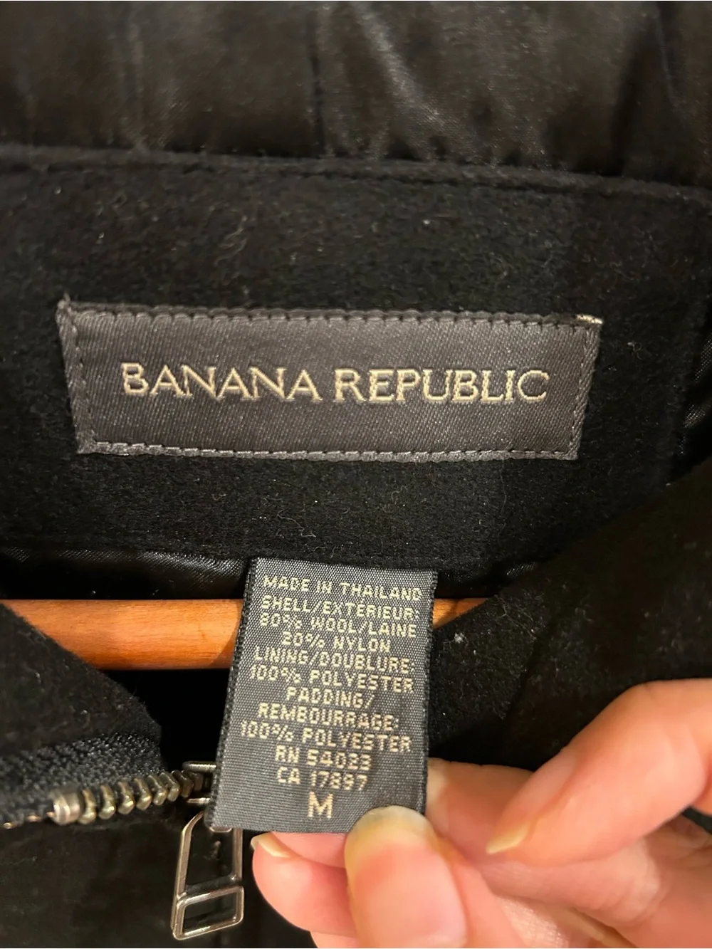 Banana Republic Black Zip Front Collared Jacket Medium Men’s Wool